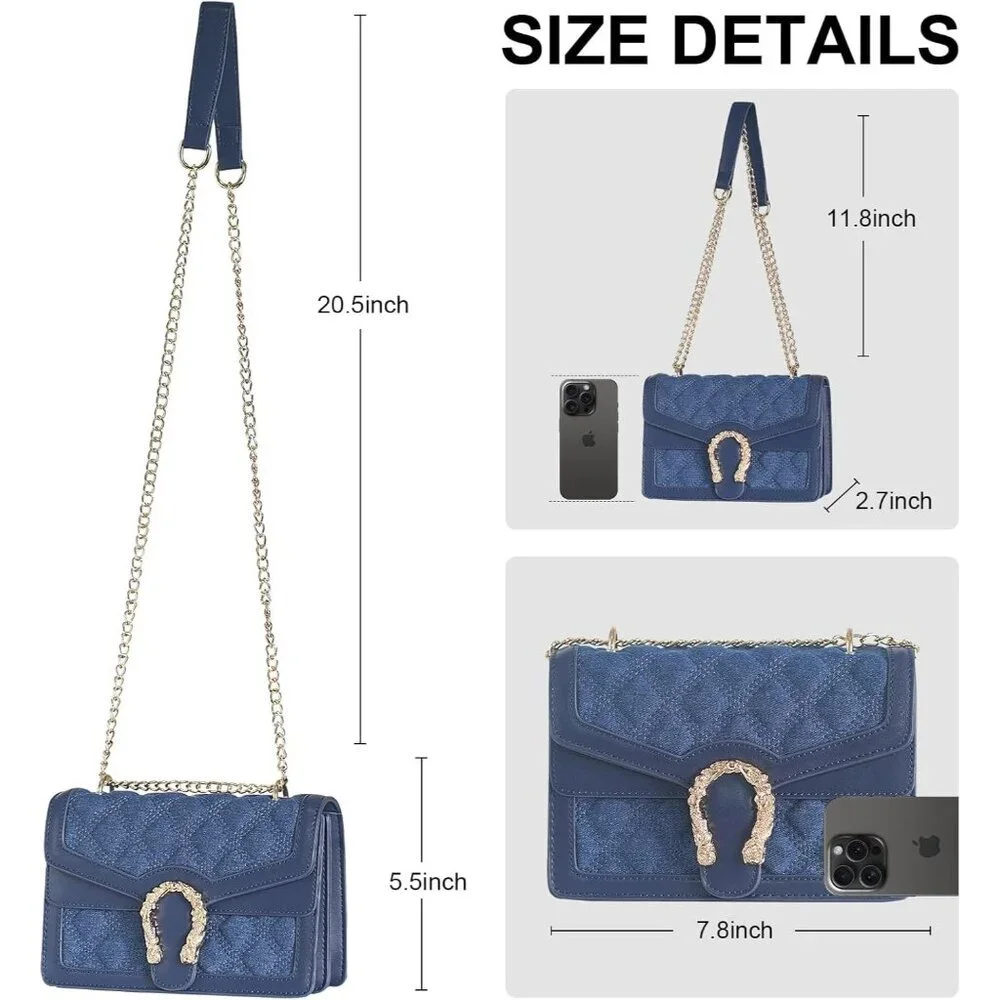 ⚡ Women's Blue Snake Vegan Leather Print Casual Fashion Satchel Crossbody Bag
